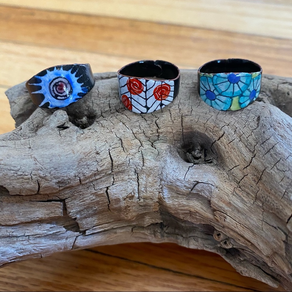 Metal Painted Rings, Handmade, Global Fair Trade, Vintage
